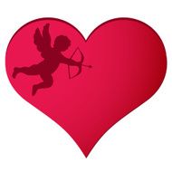 Cupid in heart background