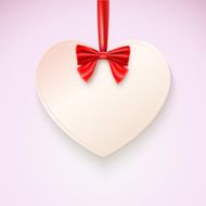 Heart with red bow hanging not tape