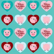 Valentine&#039;s Day pattern with pigs
