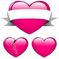 three pink hearts