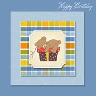 birthday greeting card with teddy bear and big gift box N14