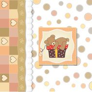 birthday greeting card with teddy bear and big gift box N15