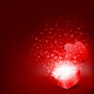 Heart gift present with fly hearts N4