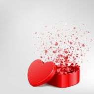 Heart gift present with fly hearts N5