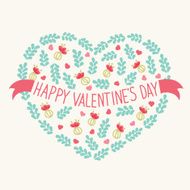 Valentine greeting card with floral heart