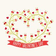 Valentine heart with red flowers