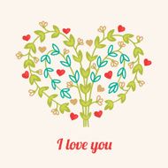 Valentine greeting card with floral heart N2