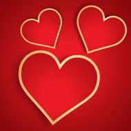 Red heart with golden border Vector