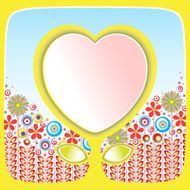 3d vector flower shape of heart with leaves in frame N4