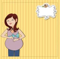 happy pregnant woman baby shower card N17