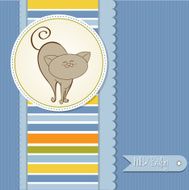 baby boy announcement card with cat N2