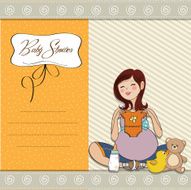 happy pregnant woman baby shower card N19