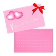 Two Pink Valentine Card with Red Ribbon