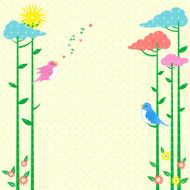 Retro background Greeting Card with birds