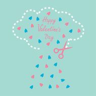 Cloud with hearts inside and scissors Happy Valentines Day card