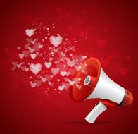 Heart and megaphone Valentines day card