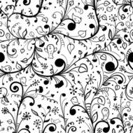 Black-white floral seamless pattern N2