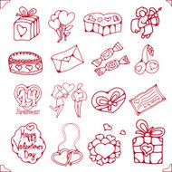 set of icons for St Valentine&#039;s Day