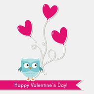 Valentine vector card with a cute owl