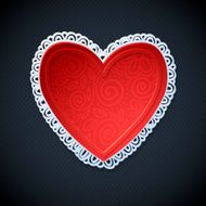 Happy Valentine&#039;s Day! Paper heart in lace greeting card
