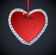 Happy Valentine&#039;s Day! Heart on ribbon beautiful bright greeting card