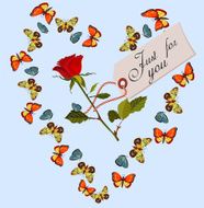 Abstract frame of butterflies Valentine Day card