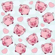 Pigs and hearts background