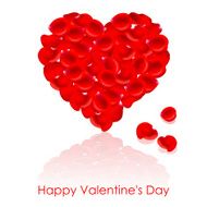 Heart of red rose petals