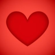 Bright red plastic vector cutout heart