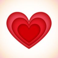 Bright red plastic vector cutout hearts