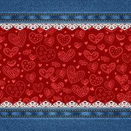 Denim background with hearts pattern N4