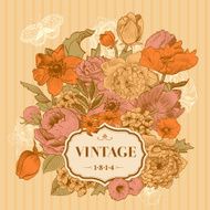 Vintage frame with lush flowers N2