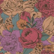 Seamless vintage pattern with lush colorful flowers N4