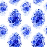 Seamless white and blue pattern with flowers