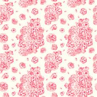 Pink seamless pattern with flowers of peonies