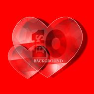 Vector glass heart on red background Eps10