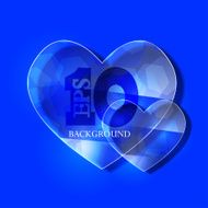 Vector glass heart on blue background Eps10