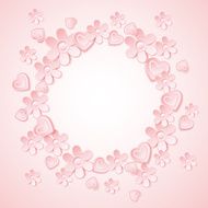 pink background with valentine heart and flowers N2