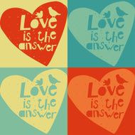 Cute vector love cards with birds and heart shape sign