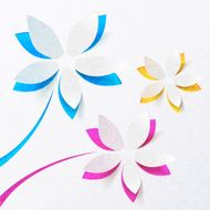 Paper flowers vector greeting card template