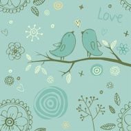 cute pattern with cartoon birds on brunch