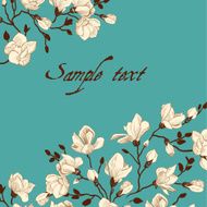 Vintage emerald card with a magnolia