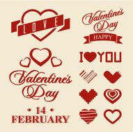 Valentine&#039;s Day symbols and design elements