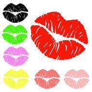 imprint of a red kiss isolated vector illustration