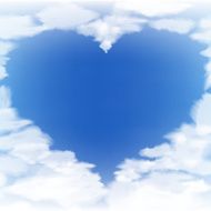 Blue sky with clouds in the form of heart