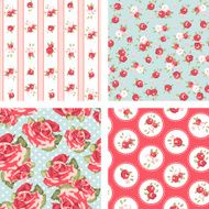 Shabby Chic set 4 Vintage rose patterns N3