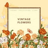 Vector vintage wedding card with flowers