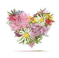 Floral summer bouquet heart shape for your design N2