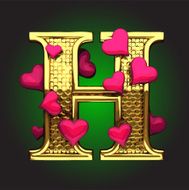 Golden Figure with Hearts h