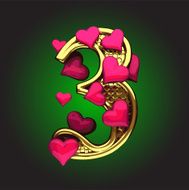Golden Figure with Hearts 3